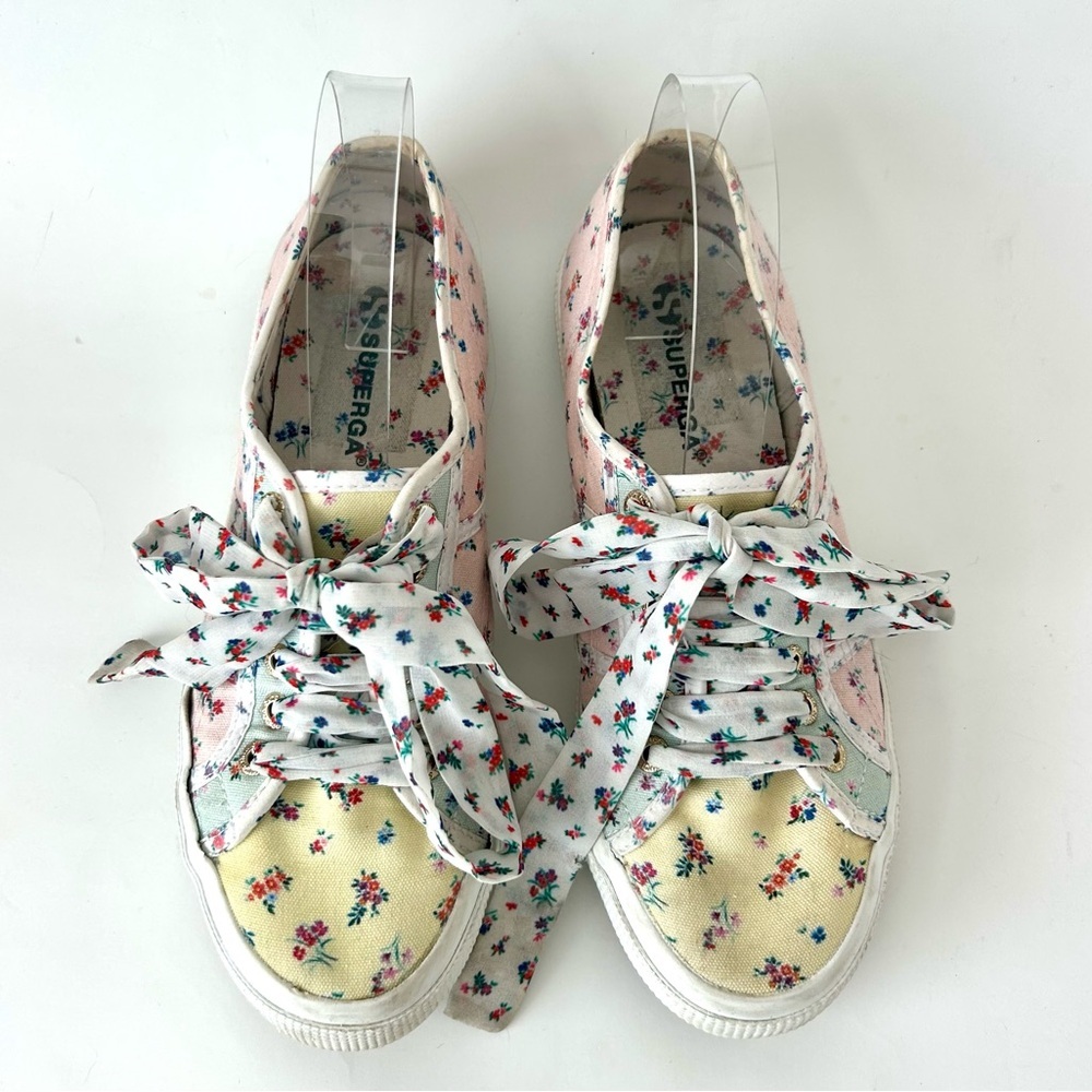 Superga 2750 Flower Sneakers Mixed Pastel Flower Print Canvas Lace-Up Trainer 8 - Picture 8 of 12